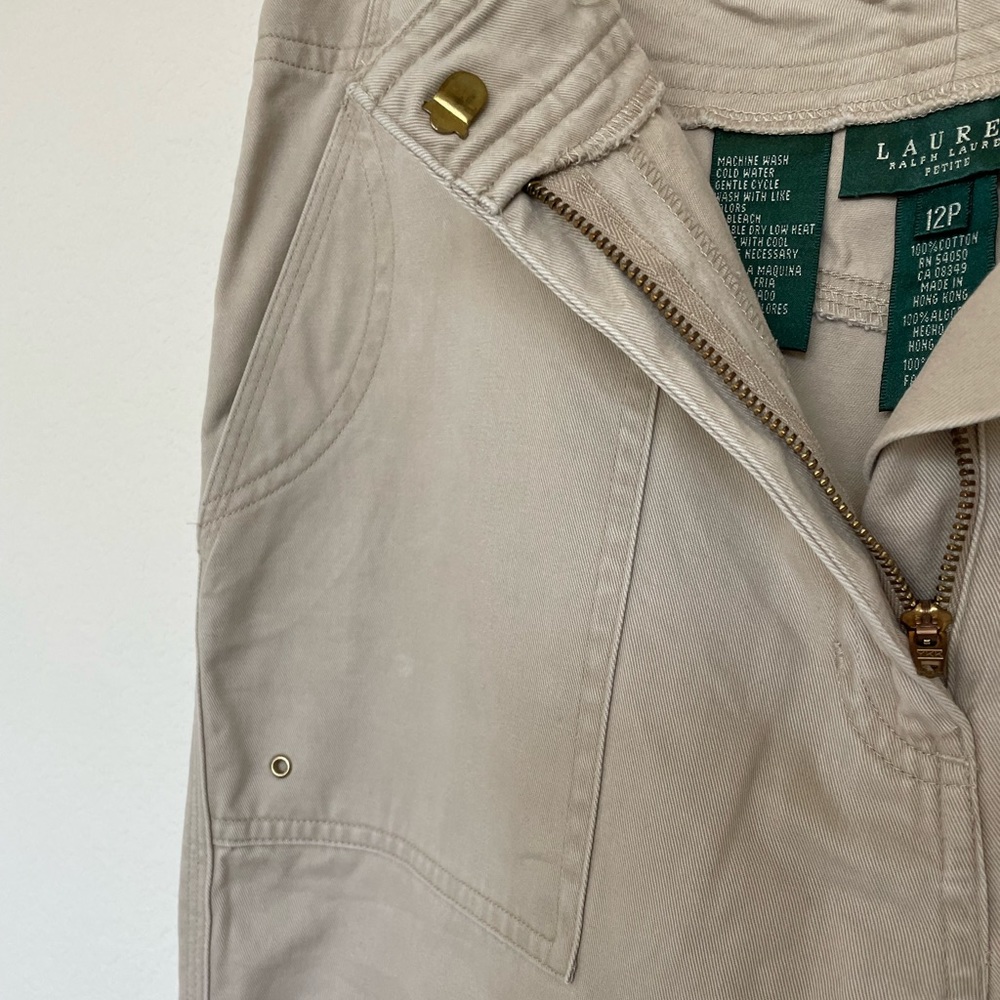 RALPH LAUREN cotton beige pants cream cropped tan - Picture 5 of 10
